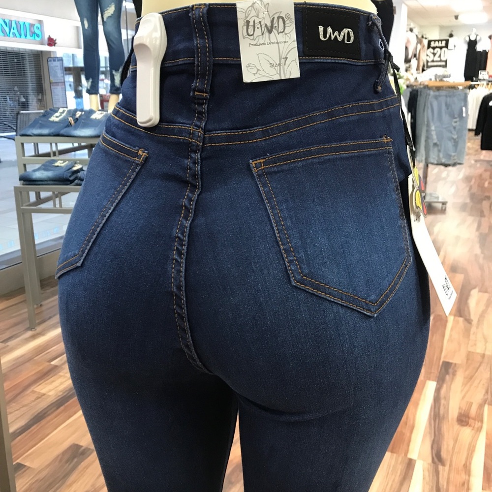 ‼️ Dark Highwaist Stretch Denim Jean High Rise - Picture 4 of 8